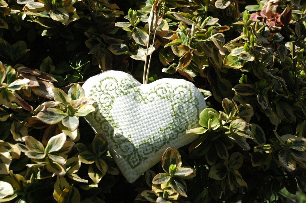 Ozdoba zielone serce haft prezent upominek Dzień Matki Komunia Święta