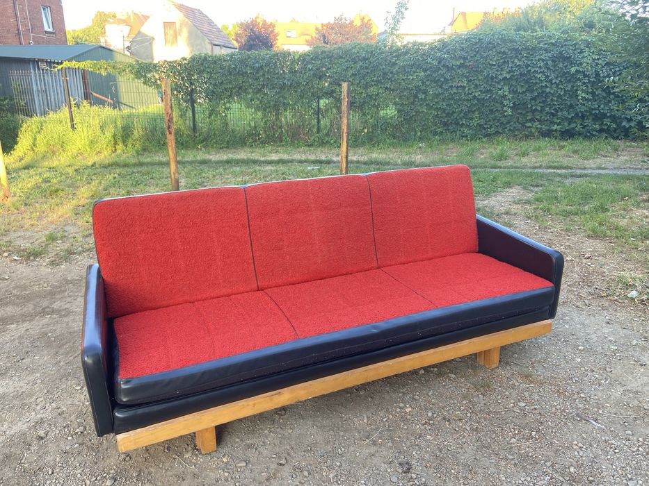 Kanapa sofa wypoczynkowa retro space age czerwona czarny