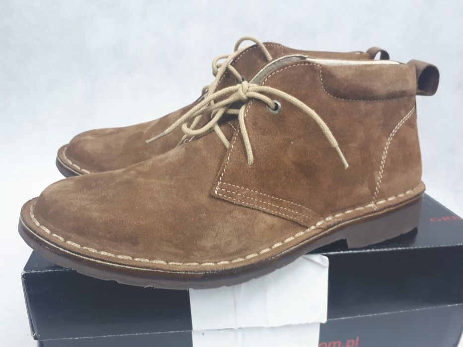 Nowe trzewiki męskie GREGOR zamszowe brąz 44 skóra botki