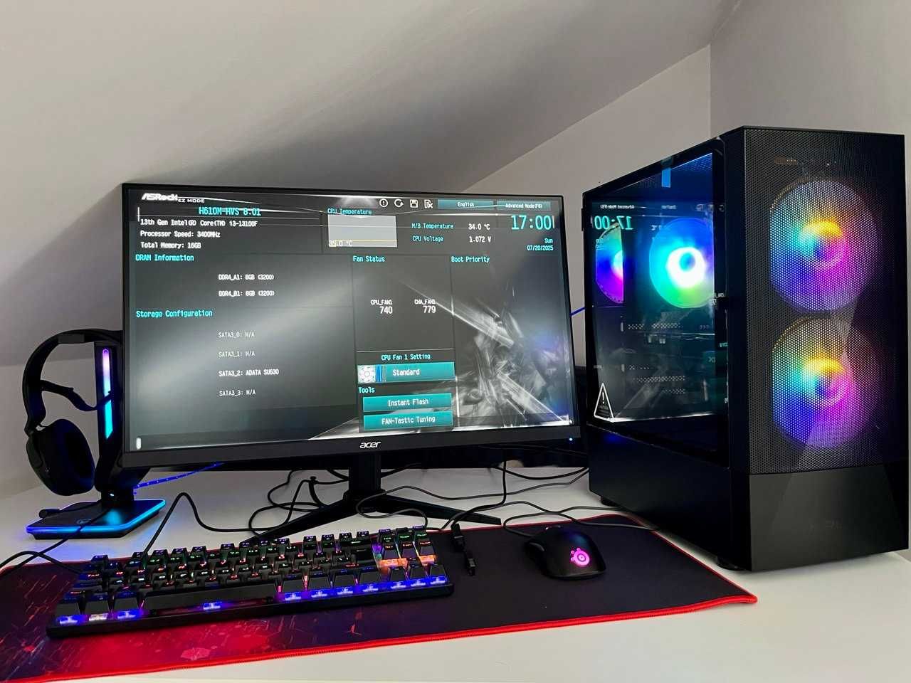 MOCNY KOMPUTER DO GIER – RX 7600| i3-13100F| 16GB| RGB | Windows 11