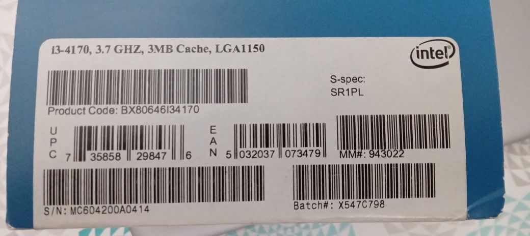 Procesor Intel core i3 model i3-4170. Wersja Box z coolerem.