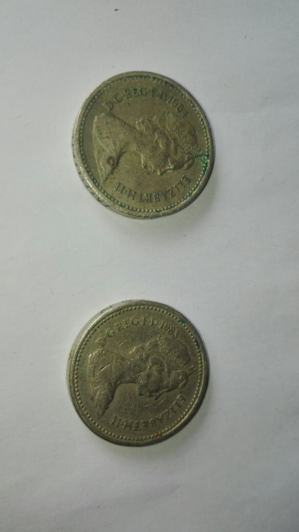 Dwie monety One pound 1983, 1984