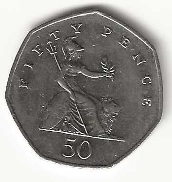 50 Pence de 2001, Reino Unido, Isabel II