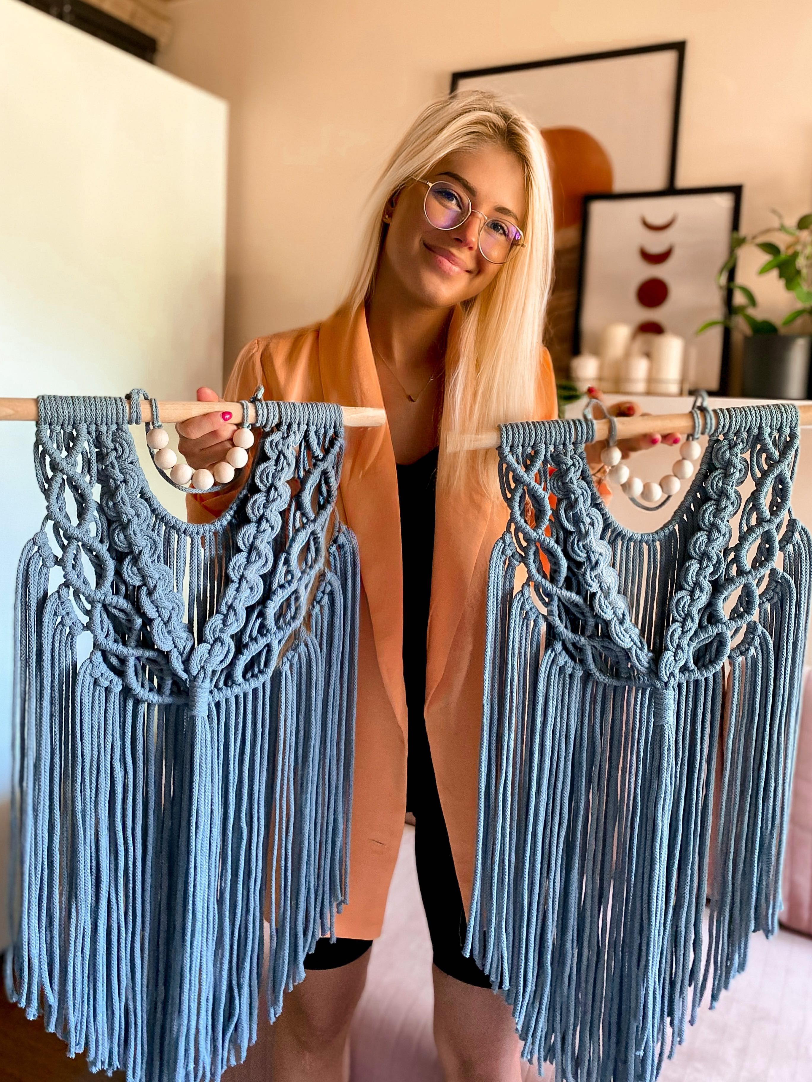 Makrama Jasmine rękodzieło boho dekoracja ozdoba ścienna