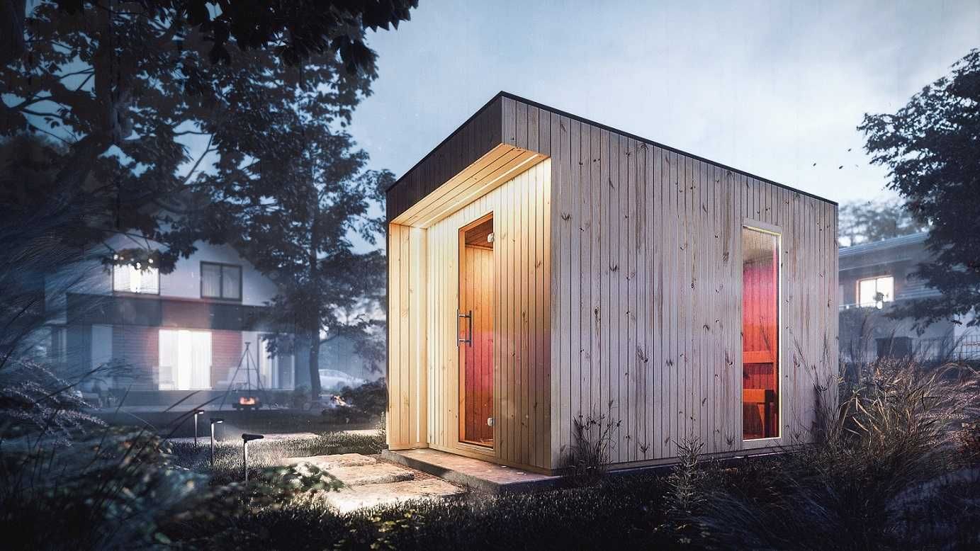 Sauna zewnętrzna fińska Musta 2x3 m LED+zestaw 5 el. gratis