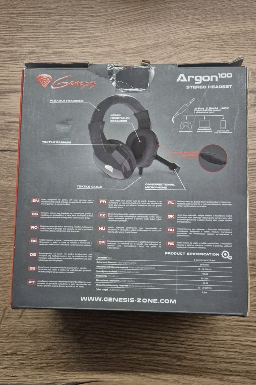 Sluchawki Genesis Argon 100 Gaming Czarne