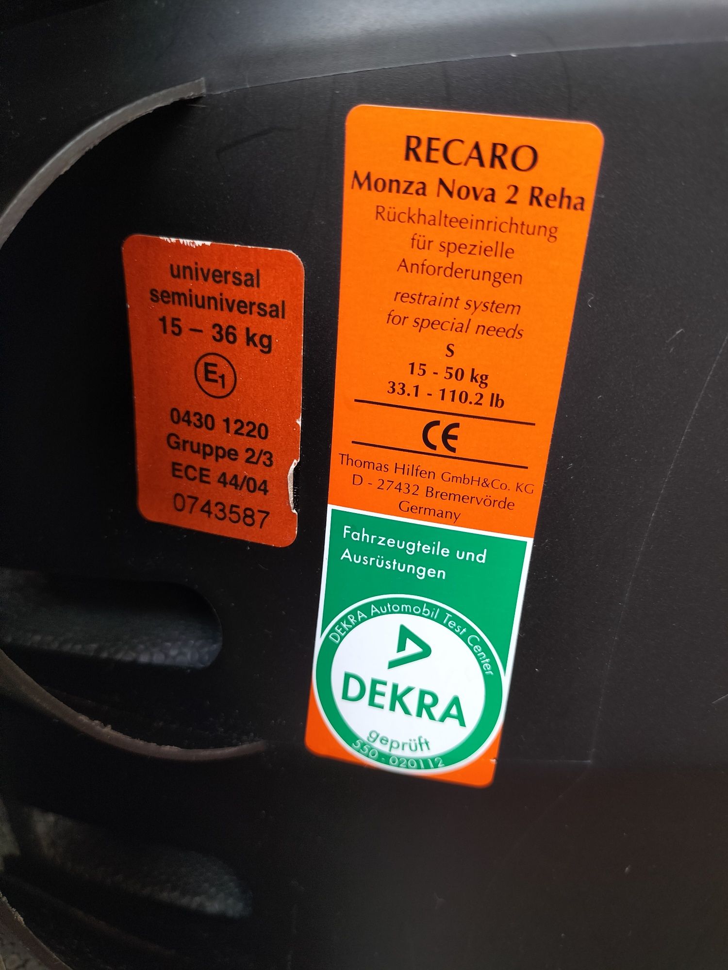 2 sztuki fotelik..Recaro Monza Nova 2 i Recaro Sport Reha ,baza ISOFIX
