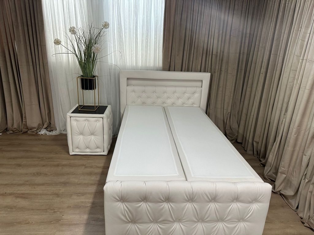 Nowe Łóżko 120x200 Materac Ledy Toper Pojemnik Na Pościel Białe