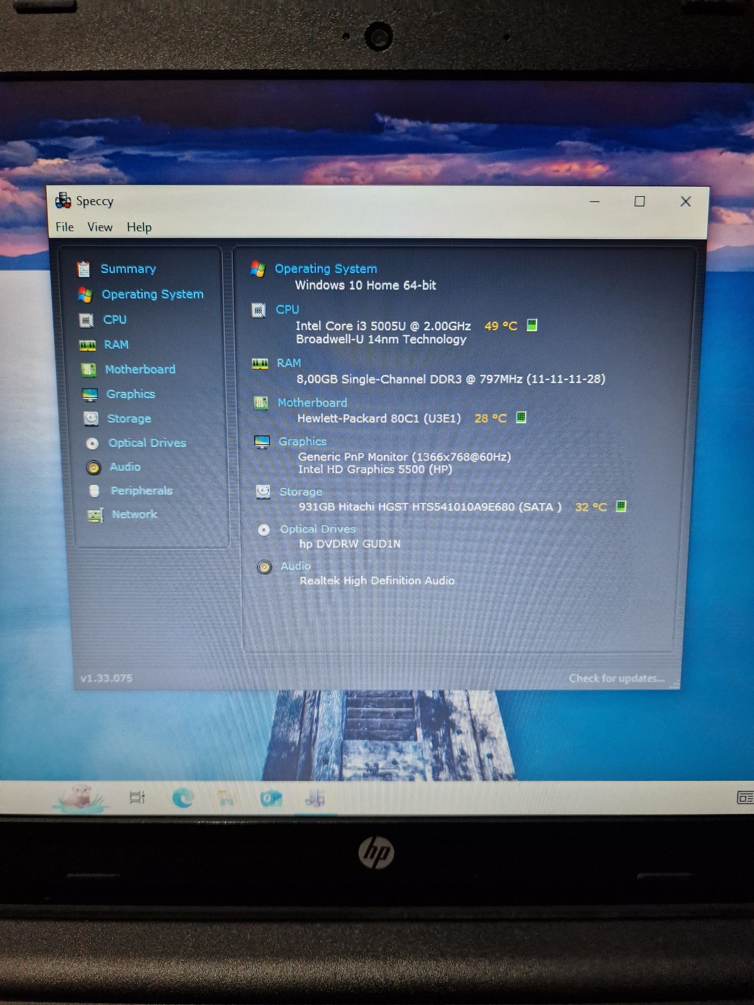 Laptop hp 250 G4, i3-5005u, 8GB RAM