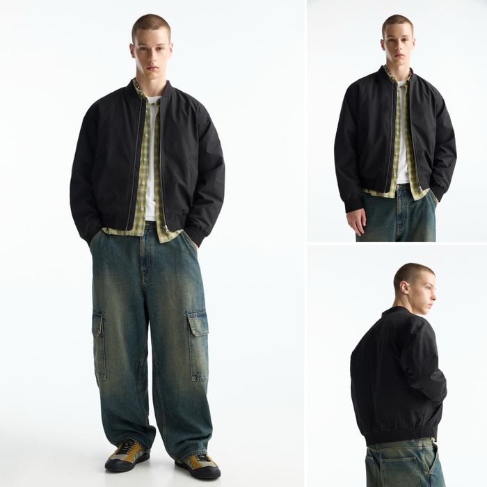 Бомбер Pull&Bear Bomber Jacket (S) чорний теплий чоловічий на осінь