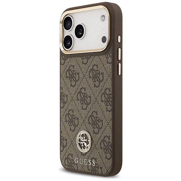Etui Guess 4G Strass Logo MagSafe na iPhone 17 Pro Max - brązowe