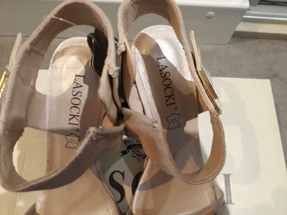 Sandały nowe z metką skórzane LASOCKI 35