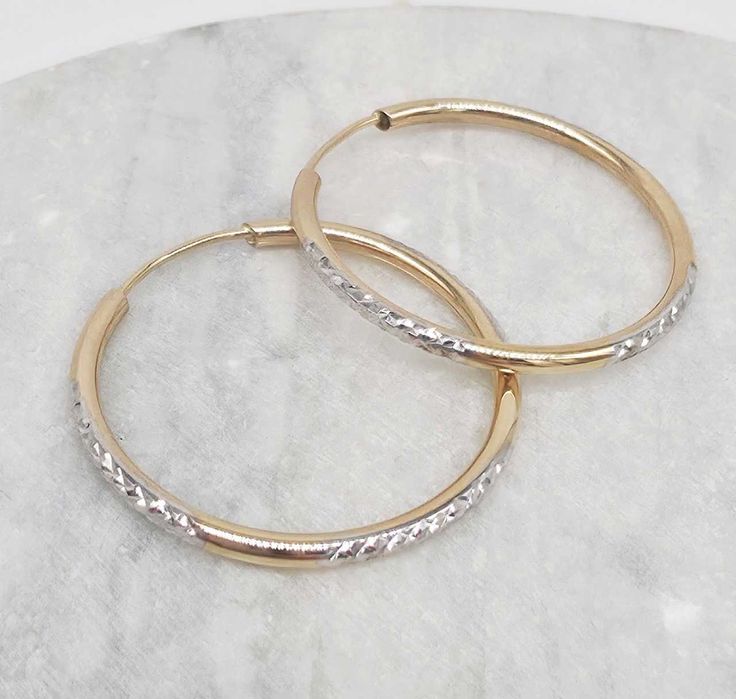 Złote kolczyki koła dwukolorowe 585 GOLD MONEY