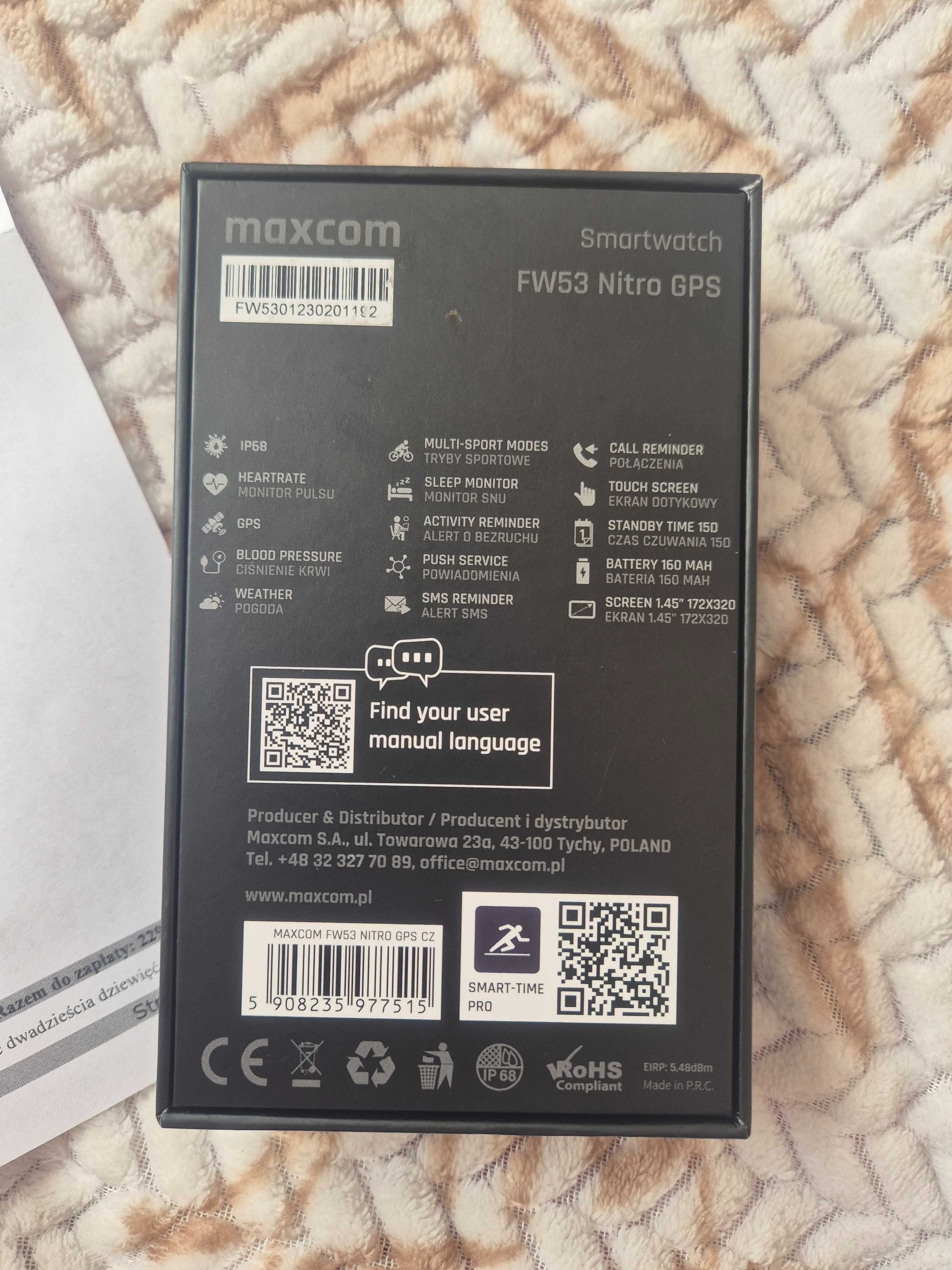Smartwatch, zegarek, Maxcom FW 53 Nitro GPS, jak nowy.