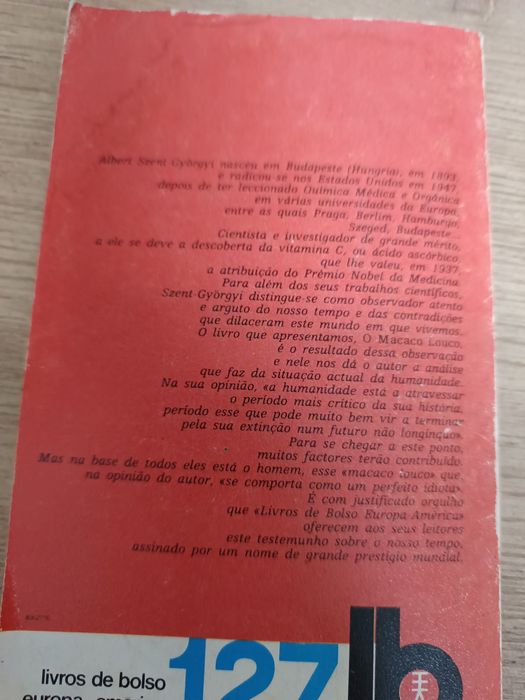 Livro " O macaco louco" Albert Szent Gyorgyi.