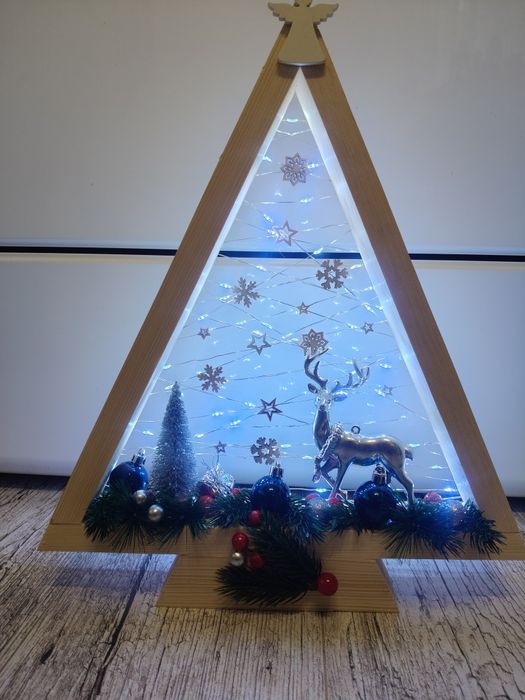 Ozdoba świąteczna, choinka drewniana