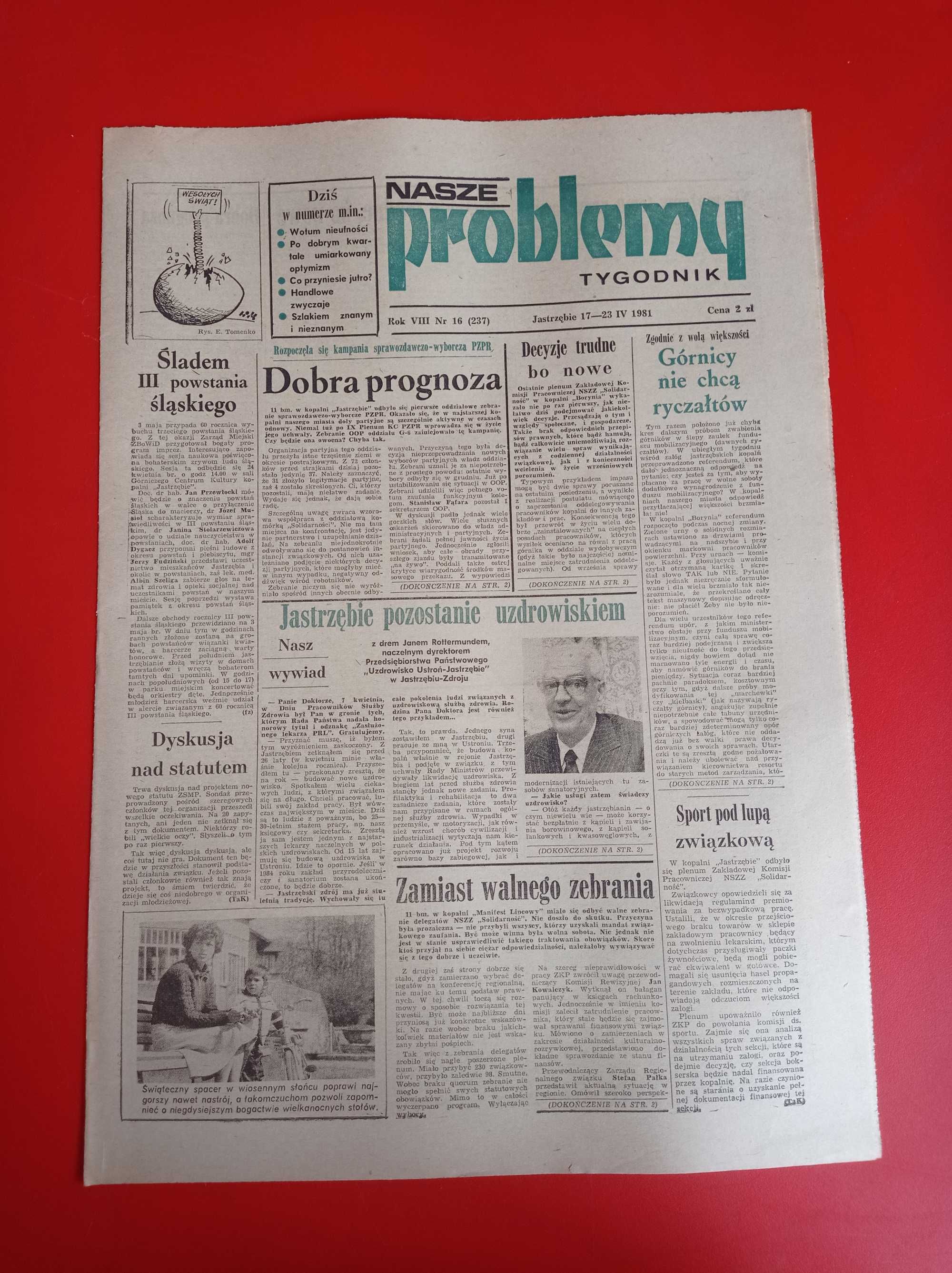 Nasze problemy, Jastrzębie, nr 16, 17-23 kwietnia 1981