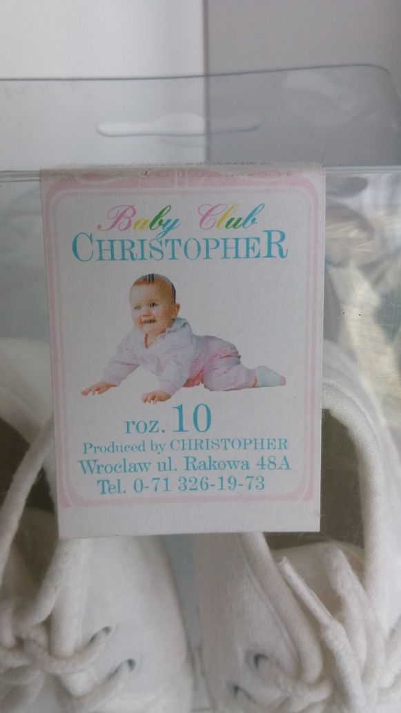 Christopher Nowe Buciki niemowlęce Niechodki Biale Chrzest
