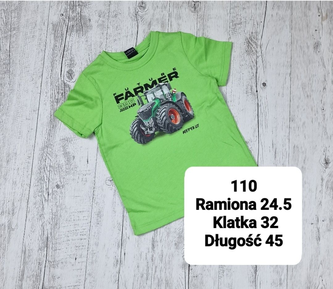 Koszulka chłopięca 110 tshirt bawełniany GT traktor zielony