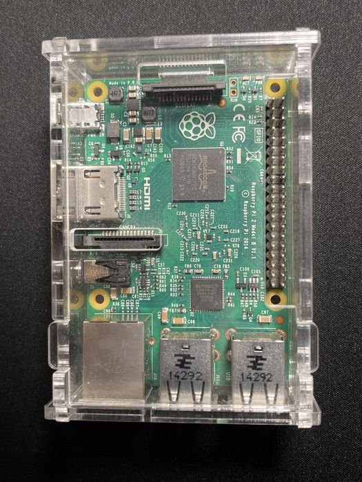 Raspberry Pi 2 model B v1.1 2014 + прозорий корпус + контакти для GPIO