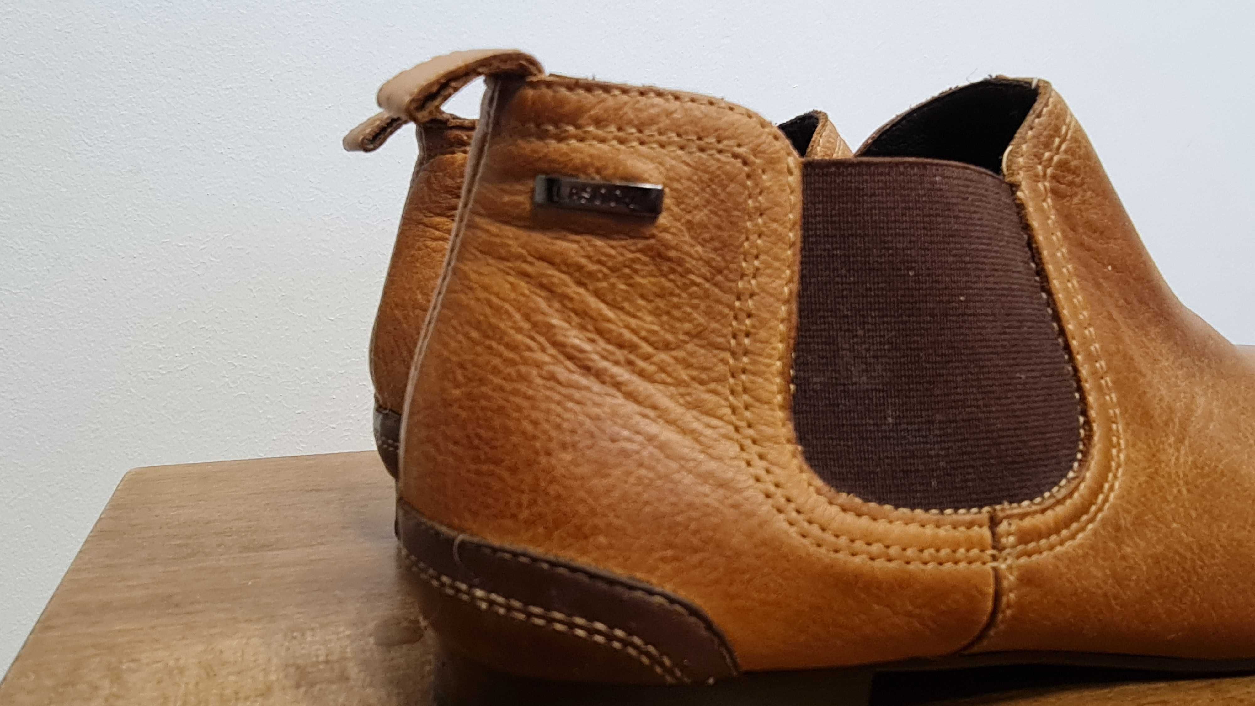 Skórzane kamelowe Botki Lasocki rozmiar 39