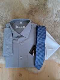 Koszula męska,  krawat i poszetka nowe