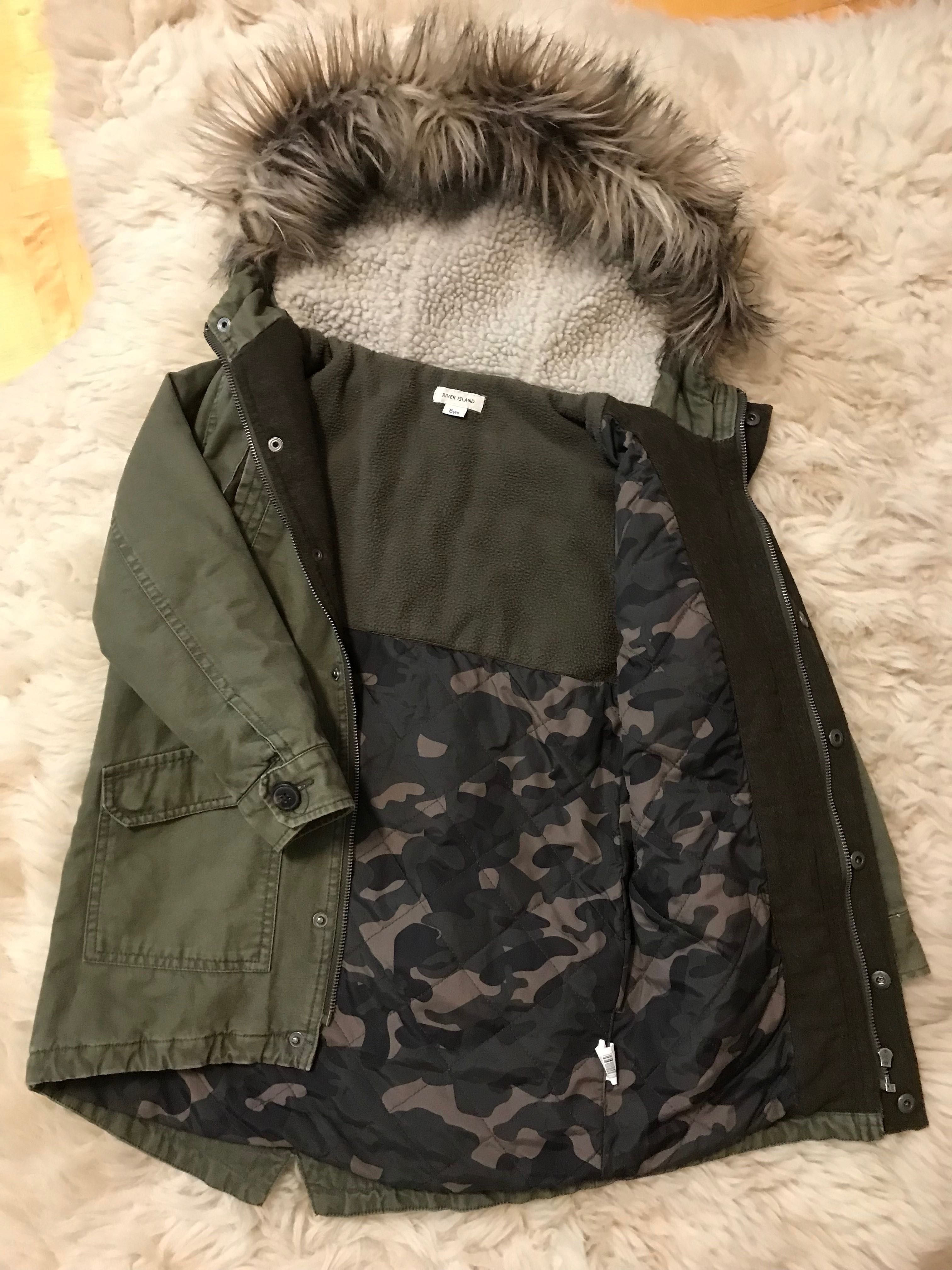 River Island parka jesienno-wiosenna khaki kaptur r 116