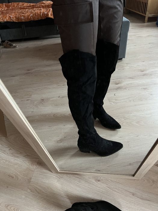 Zamszowe kozaki, kowbojki damskie