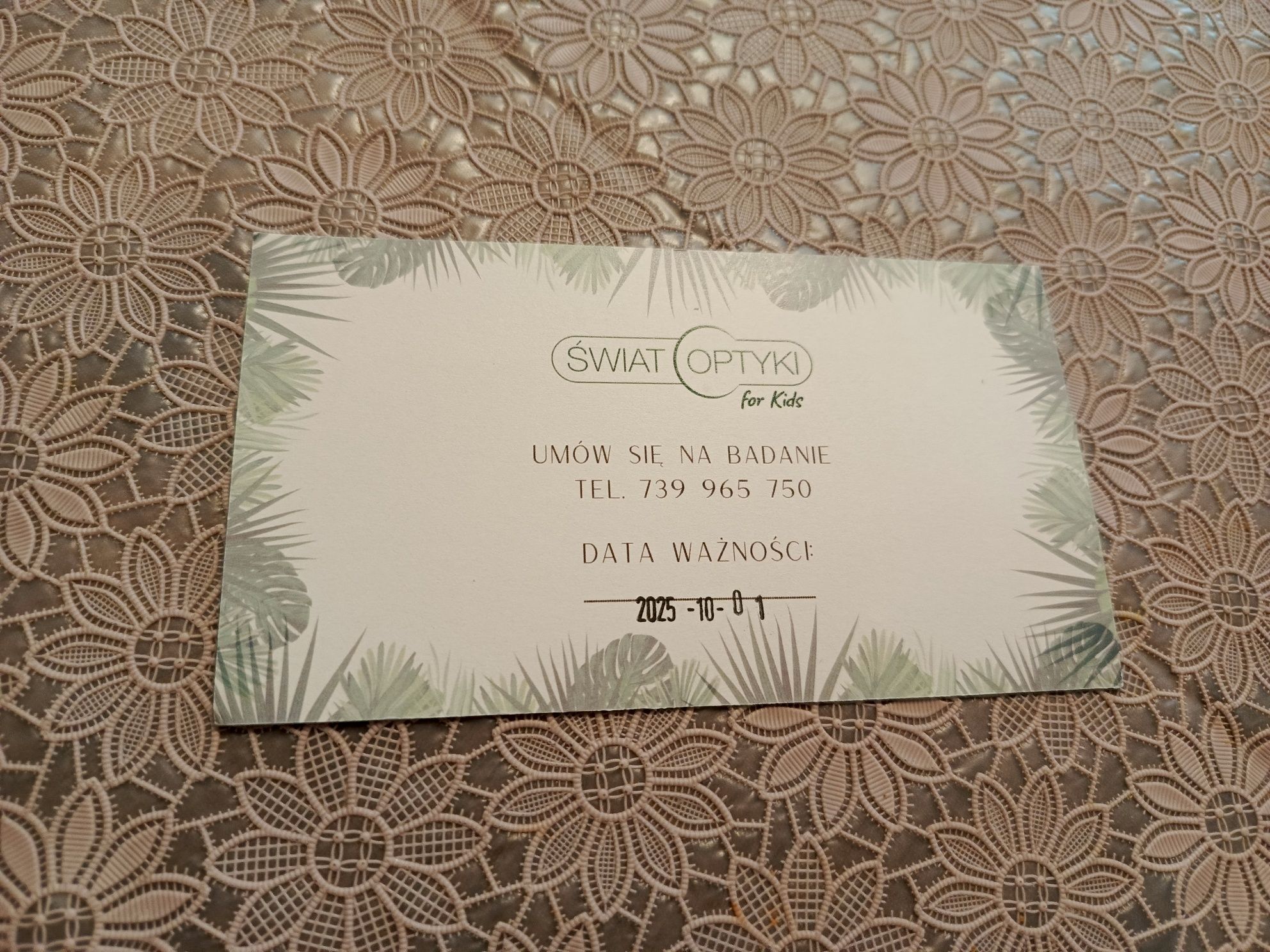 Voucher na badanie wzroku dziecka.
