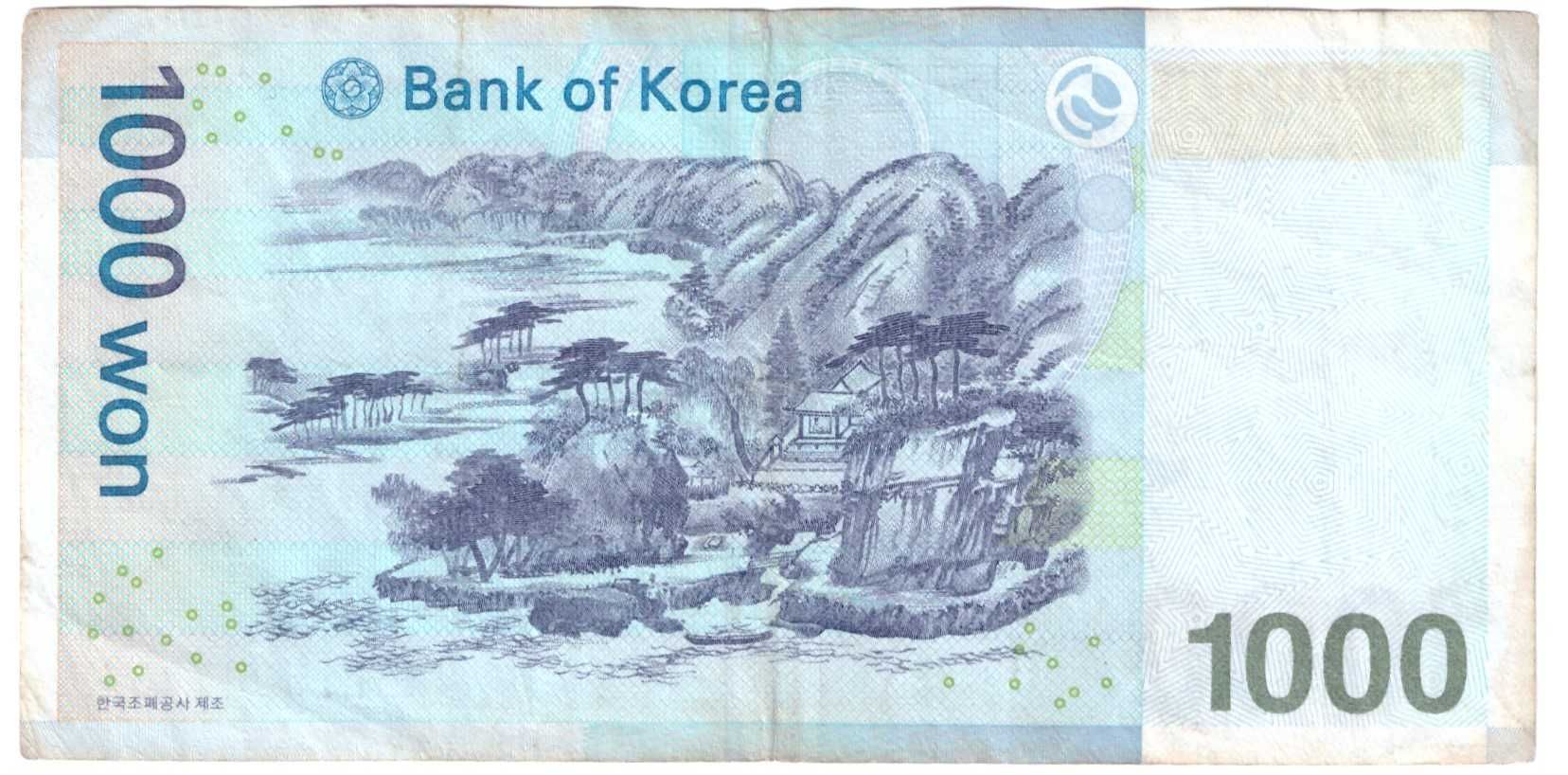 Korea, banknot 1000 won 2007 - st. 3