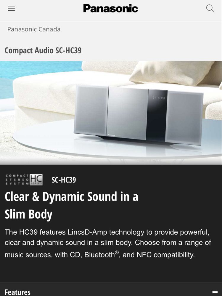 Чудовый Музичний  Bluetooth центр Panasonic SC-HC39