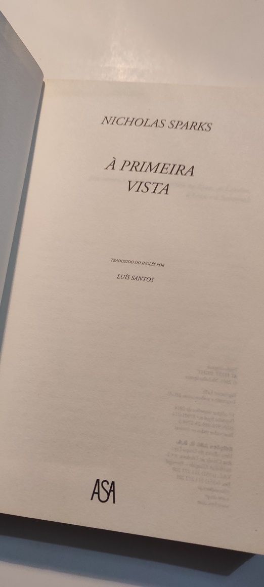 Livro A primeira vista - Nicholas Sparks