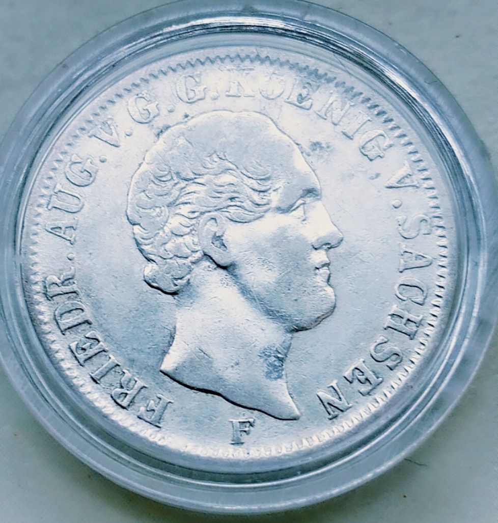 Saksonia 1/6 Talara 1850 r Fryderyk August srebro rzadka