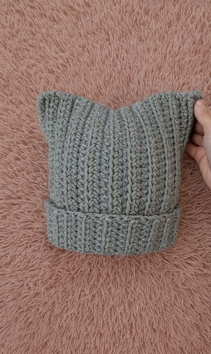 Cat beanie, czapka z uszami kota na szydełku