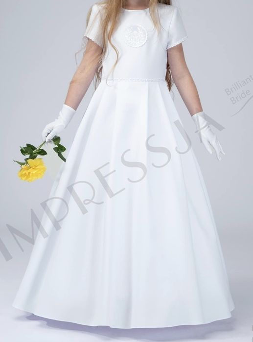 *Impressja* cudna sukienka alba komunijna bolerko rękawiczki halka 152