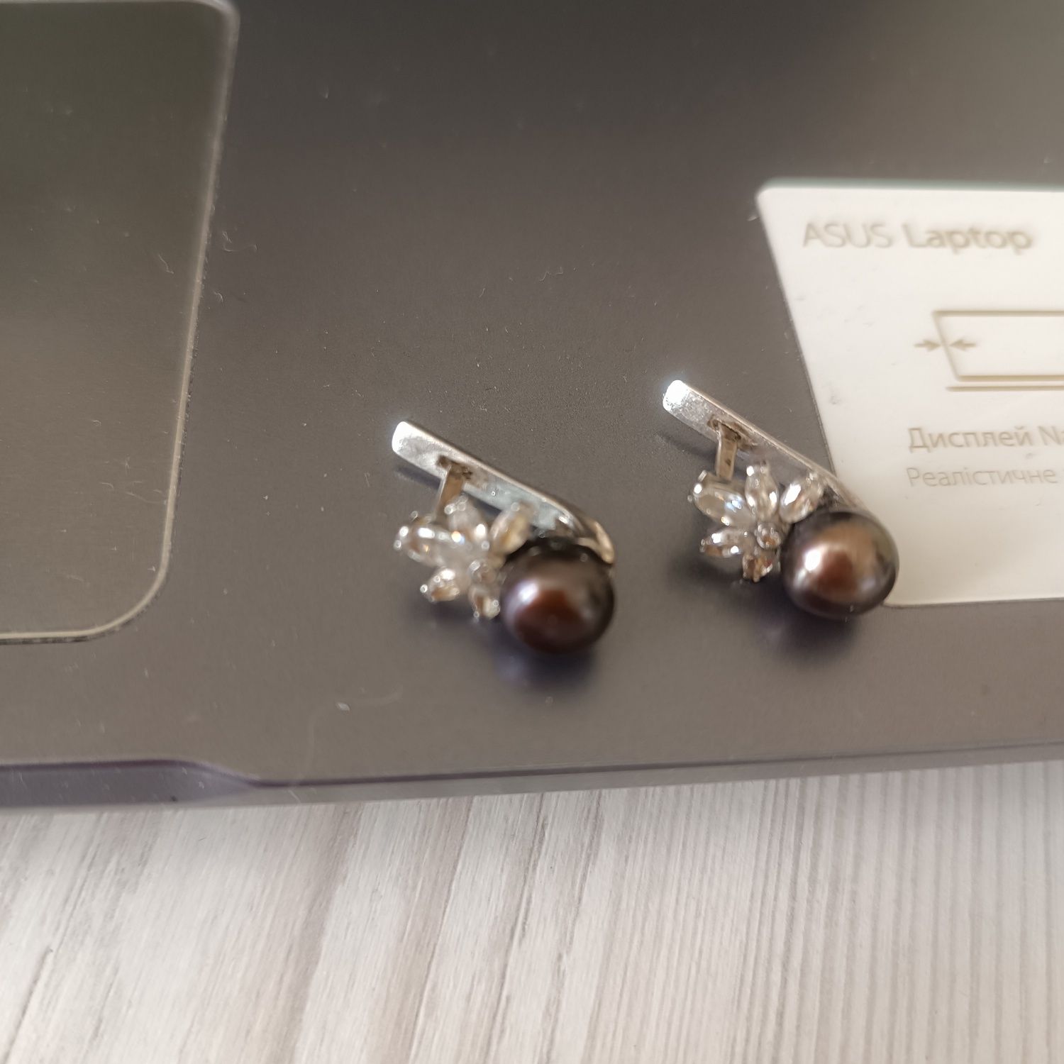 Сережки серебряные с жемчугом