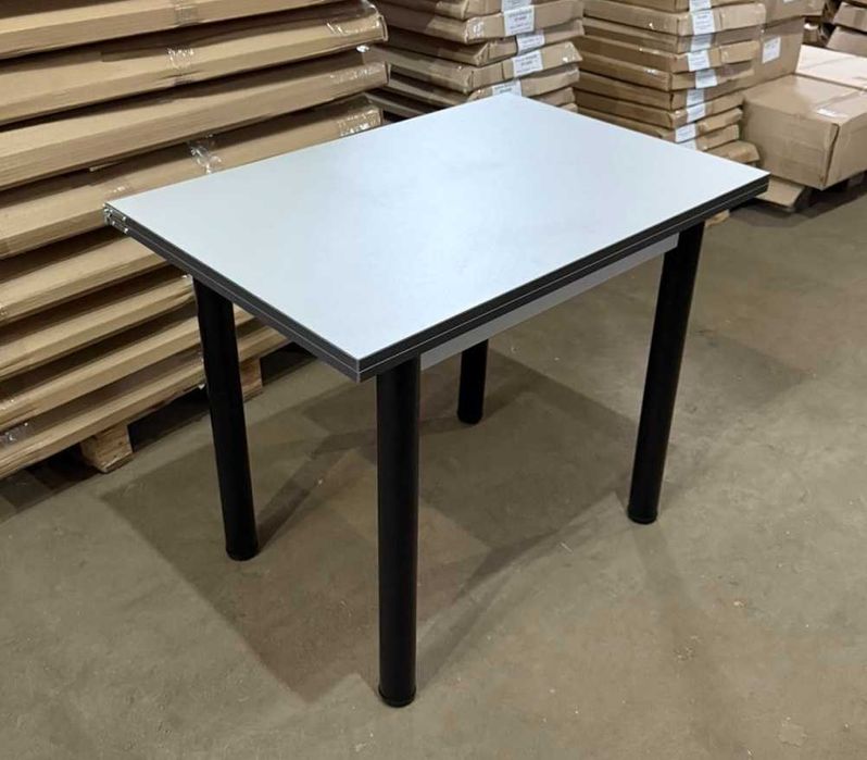 Кухонний розкладний стіл 60(120)х90 сірий з чорним Новий зі складу