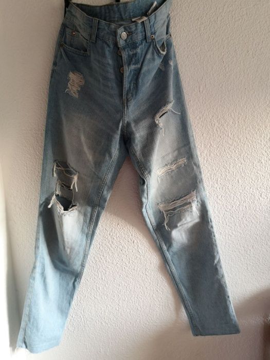 H&M Calças Azul denim claro/Trashed BoyFriend