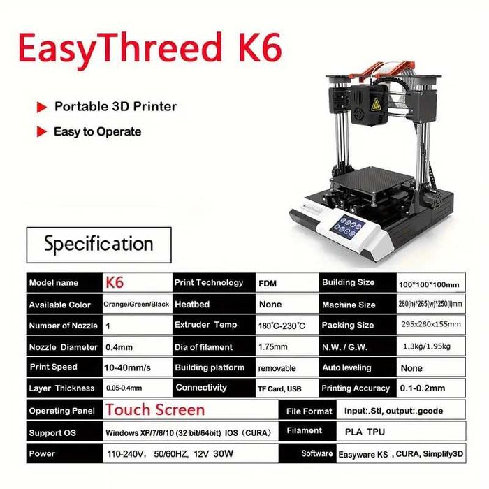 EasyThreed K6 3D-принтер (without box)