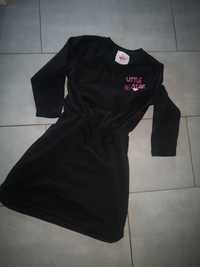 Czarna sportowa sukienka młodzieżowa tunika dresówka  158-164  S/36 XS