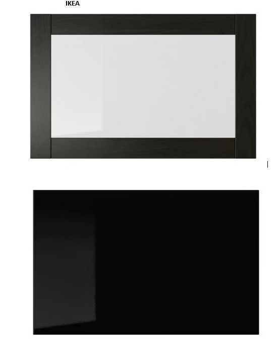Fronty Ikea czarne - 5 szt ( 2 z szybą, 3 pełne) LAPPVIKEN SINDVIK