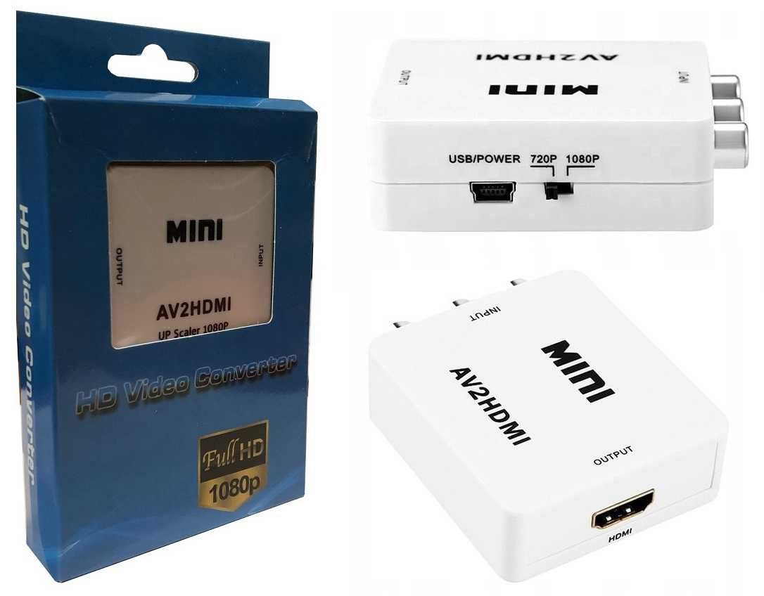 Adapter konwerter sygnału AV 3x RCA Cinch do HDMI *VideoPlay Wejherowo