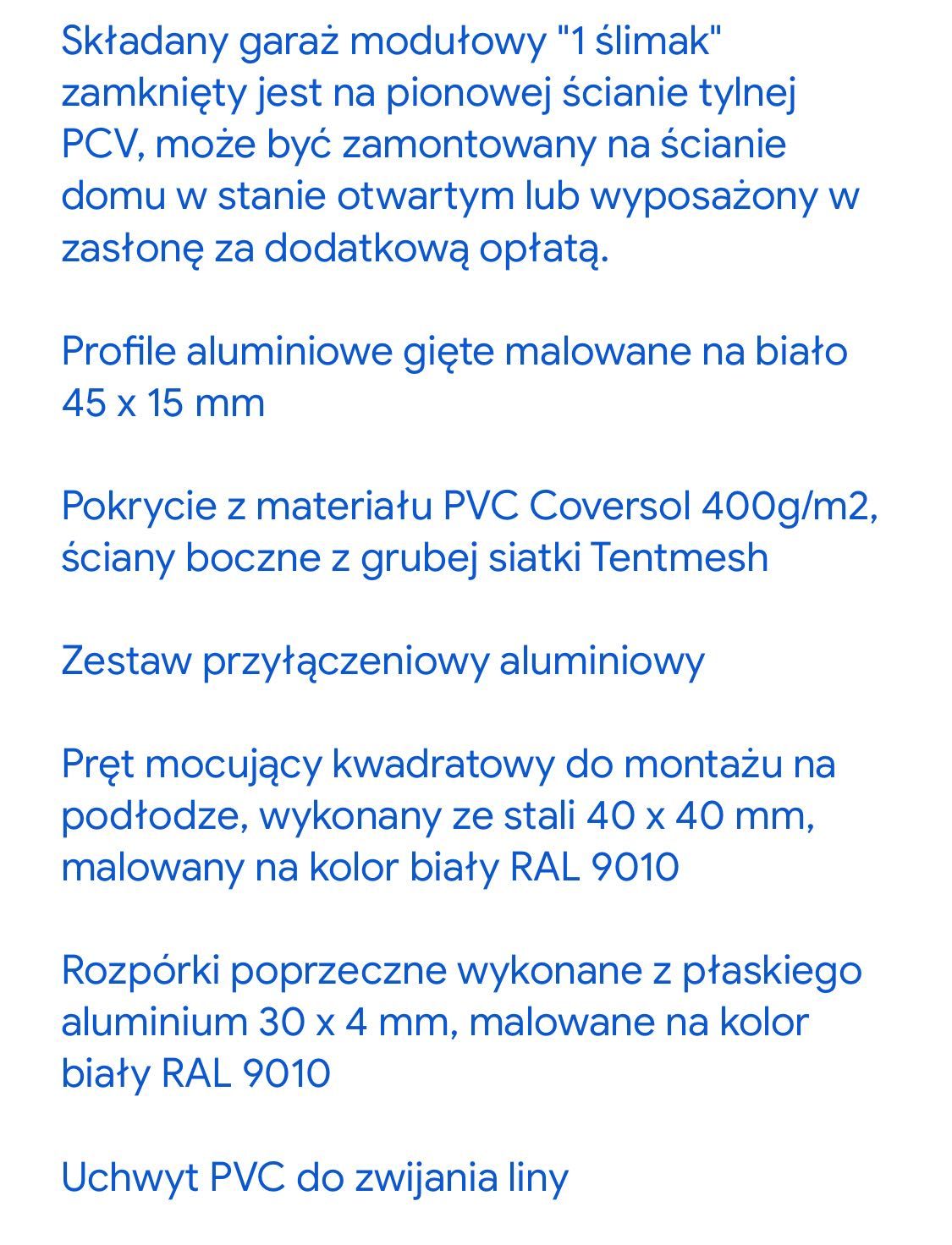 INTENDA Garaż samochodowy skladany modułowy