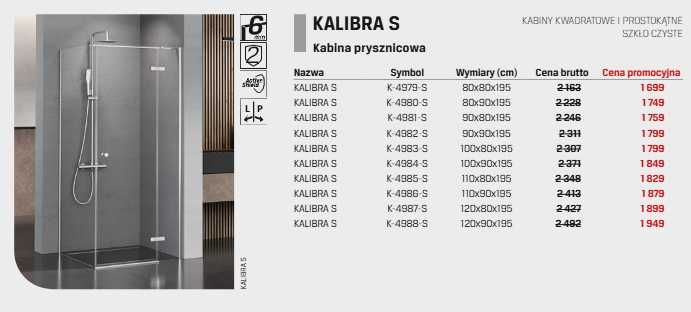 Kabina prysznicowa KALIBRA S 90x90cm chrom New Trendy