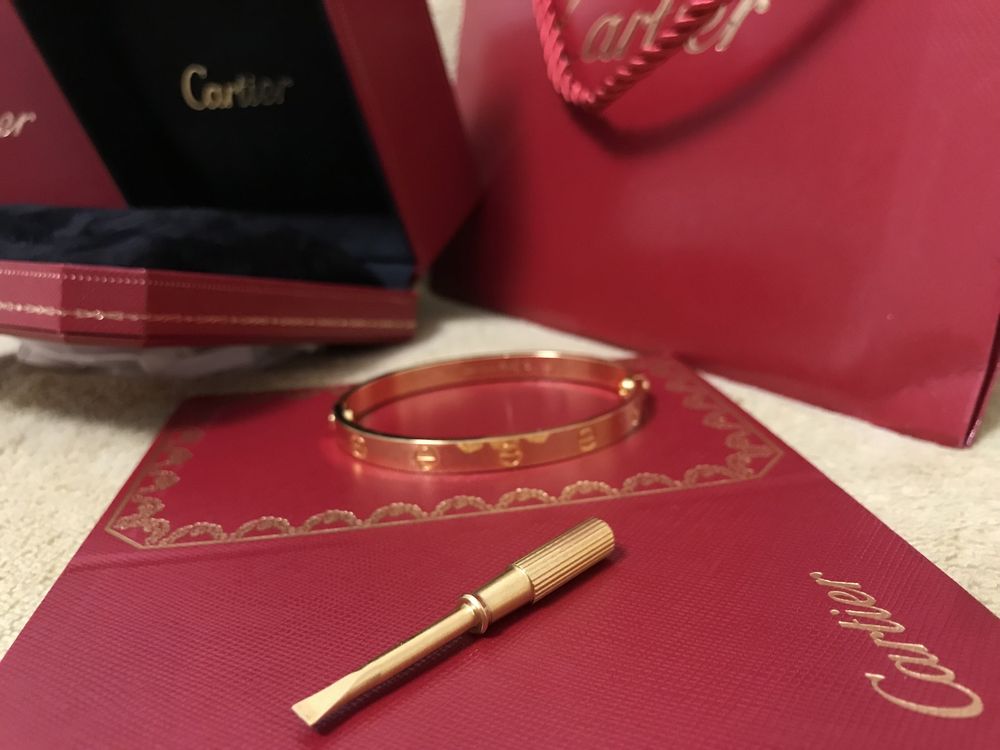Bransoletka CARTIER + pudełko 17/18 cm złota premium