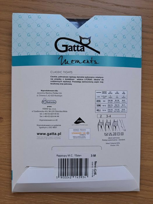 Rajstopy Gatta Moments 3-M 15 DEN czarne