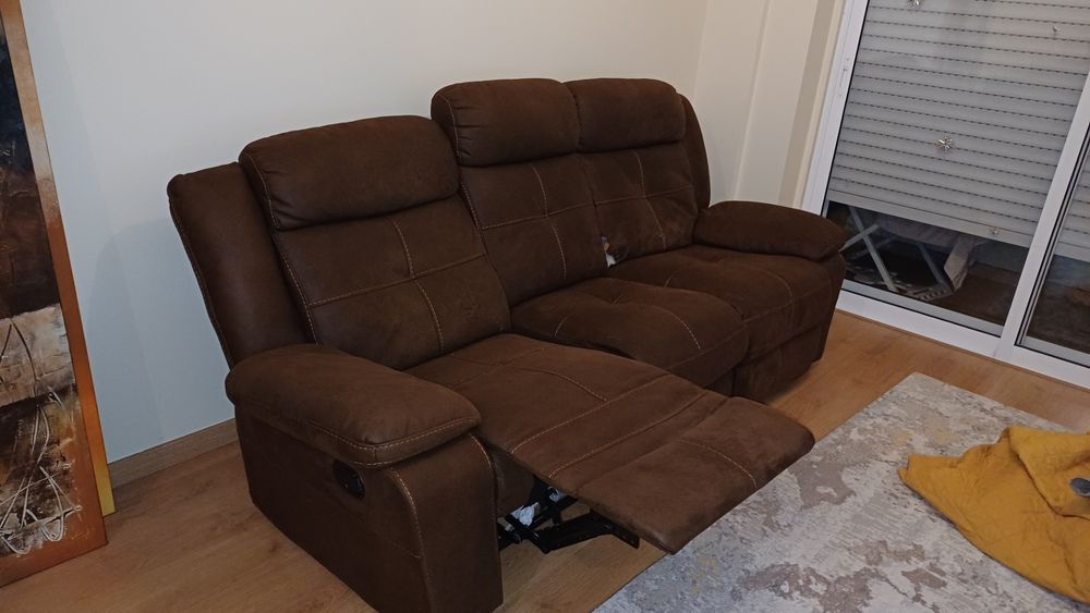 Sofá relaxamento 3 lugares 2 Chaise longue reclináveis