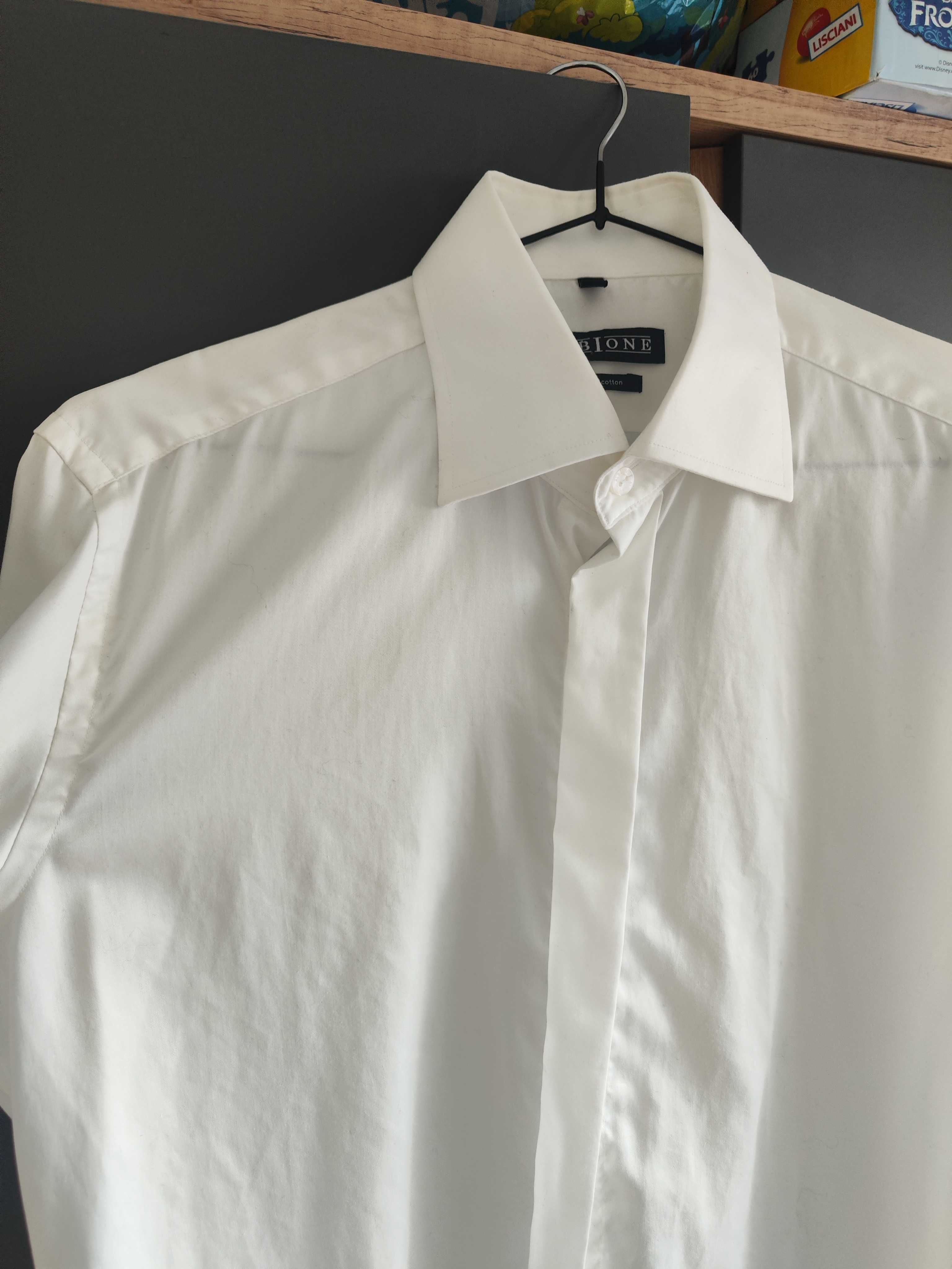 Koszula ślubna męska Albione 40 bawełniana elegancka śmietankowa ivory