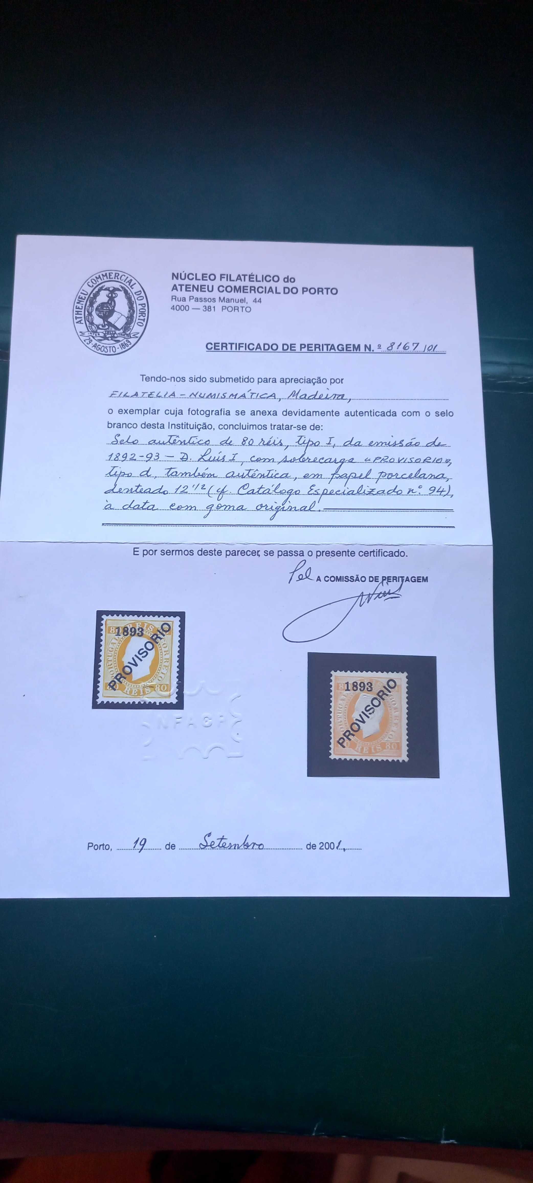 1892 /3 SELO De D° Luis I Sobrecarga d Provisórios MNH **