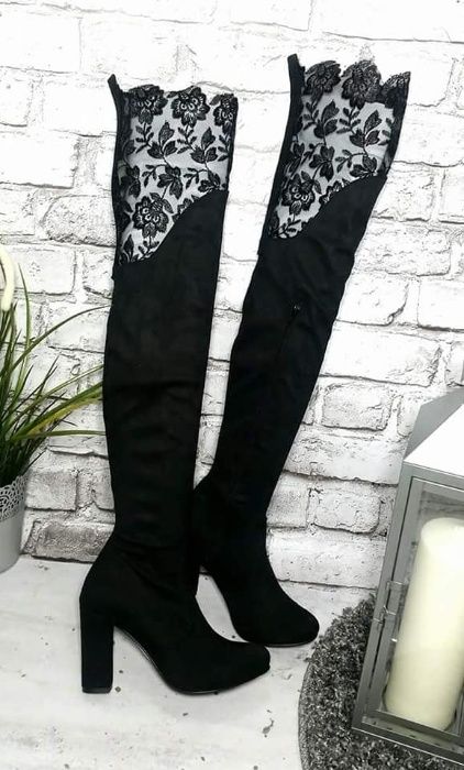 Eleganckie kozaki muszkieterki wiosenne gipiura 41 Polska produkcja